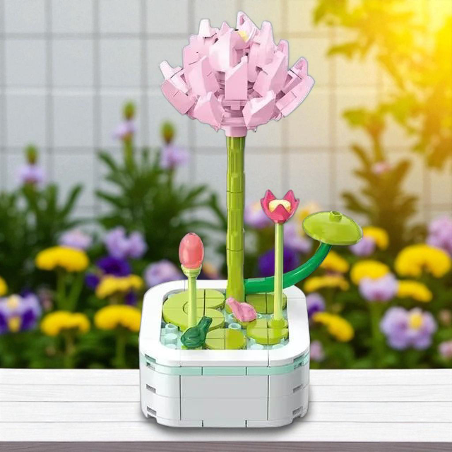Flor Loto Rosado: Armable en Bloques