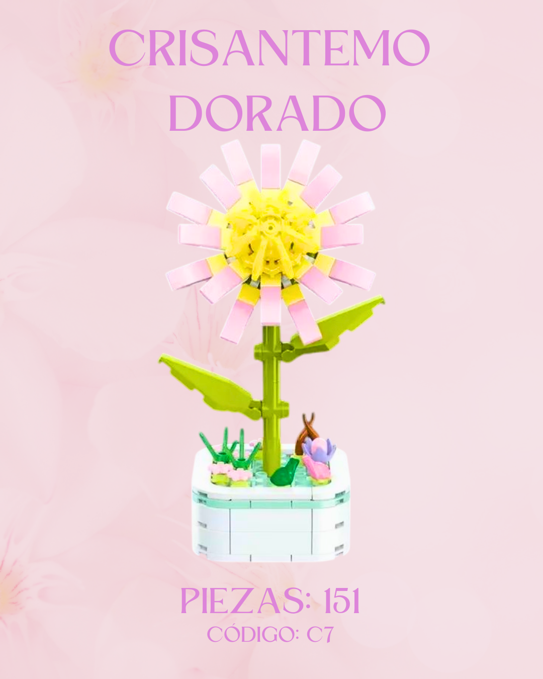 Flor Crisantemo Dorado: Armable en