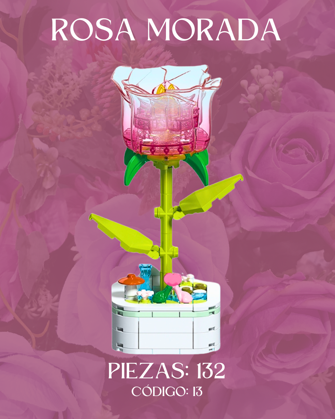 Rosa Morada Cristalina: Armable en Bloques