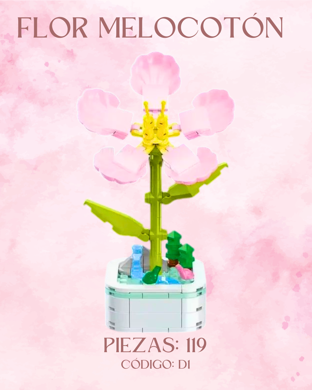 Flor Melocotón: Armable en Bloques