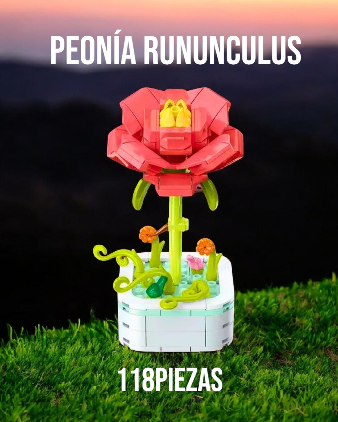 Flor Peonía Rununculus: Armable en Bloques