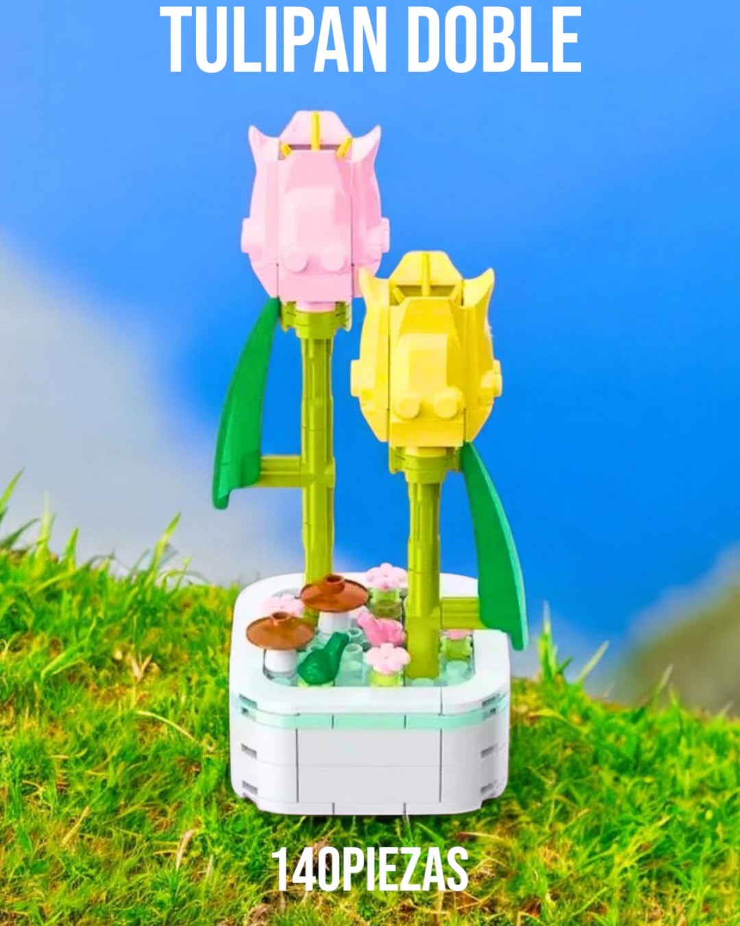 Flor Tulipán Doble: Armable en Bloques