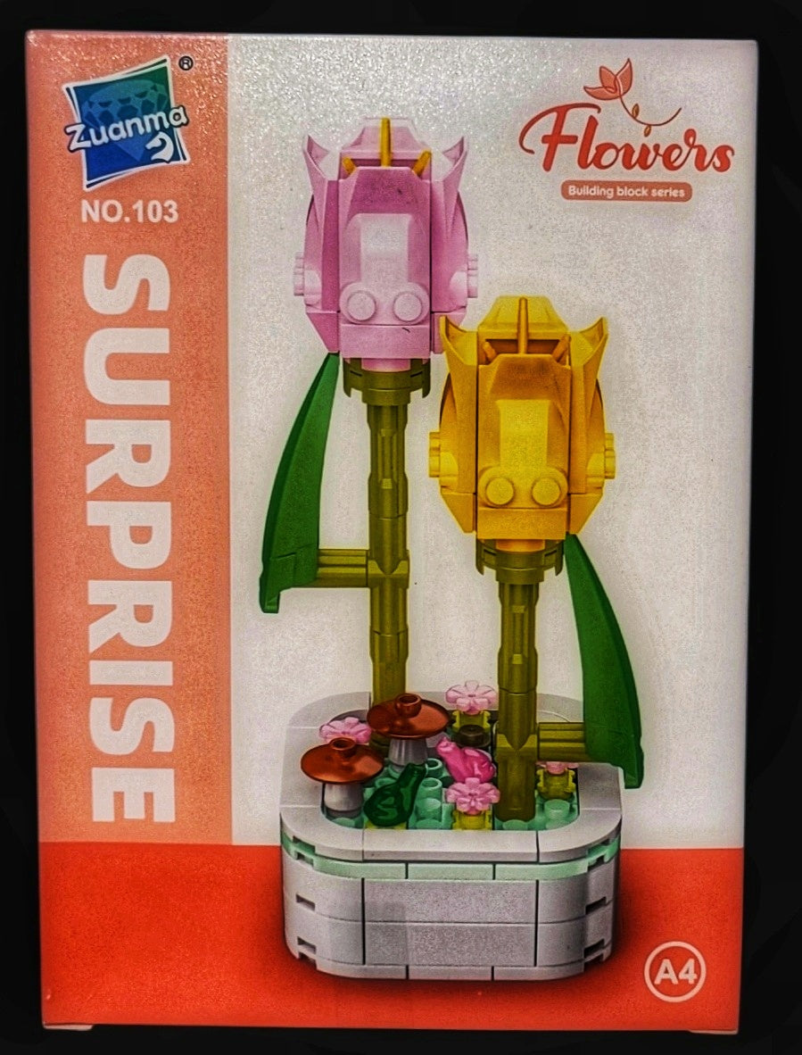 Flor Tulipán Doble: Armable en Bloques